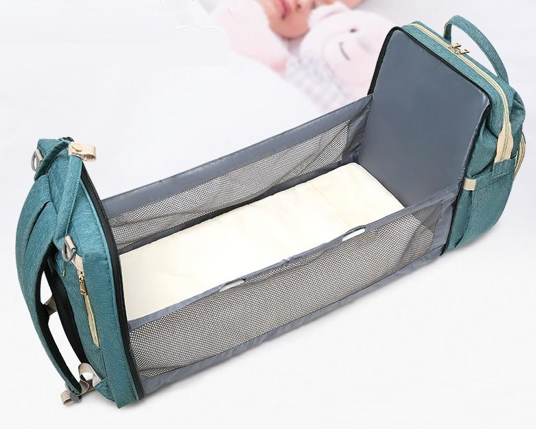 Nappy Changing Bag Backpack, Baby Diaper Bag with Changing Pad,  Multi-functional Travel Baby Bag with Portable Bed, Stroller Strap and  Bottle Holder