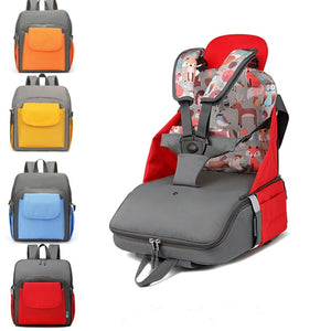 2 in 1 Folding Portable Travel Booster Seat Multi Functional Baby Infant Shoulder Backpack Diaper Bag for Toddler Ultra-Compact Adjustable Maternity Nappy Bags for Travel Dining Chair